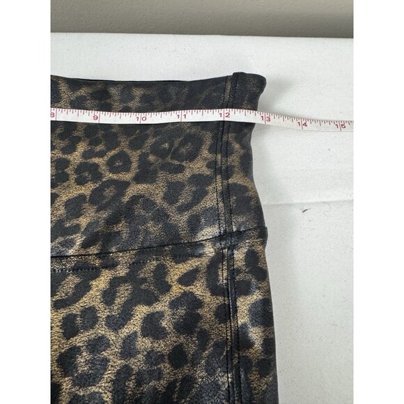 Spanx Leopard Print Metallic Leggings M Stretch High Rise Animal Sheen Mobwife - Picture 11 of 13